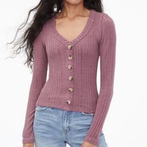 Aeropostale long sleeve ribbed button down top